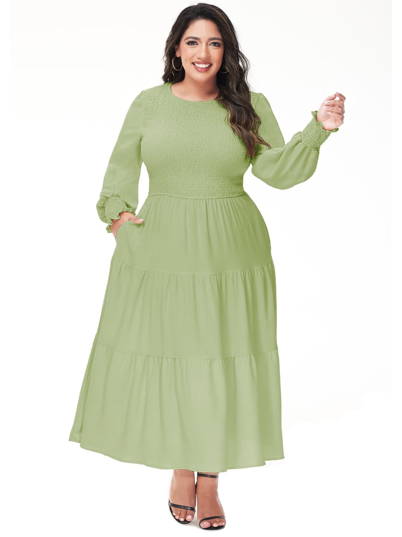 white christmas dresses English Factory Plus Size Gingham Tiered Mini Dress