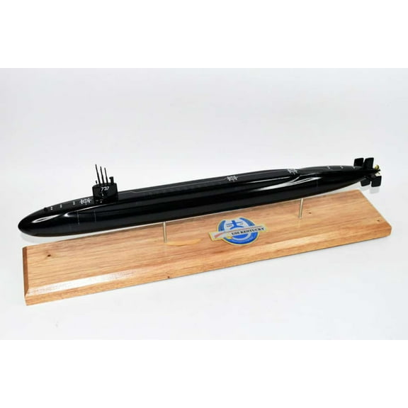 USS Kentucky SSBN-737 Submarine Model (Black Hull), US Navy, Scale Model, Mahogany