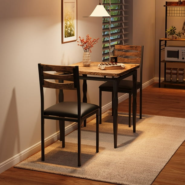 QinaQin Comedor de 3 piezas ahorrador de espacio para 2 personas, mesa y sillas con patas metálicas en espiral, ideal para departamento o comedor compacto