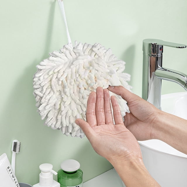 Absorbent Hand Drying Ball - Quick-Dry Microfiber Towel, Reusable & Hygienic Hand Dryer for Home & Kitchen, White, JKODE