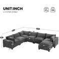thumbnail image 2 of 117.5'' Modular Sectional Sofa with Storage Ottoman & Removable Cushions, 7-Seat Cloud Foam Chenille Living Room Furniture for Spacious Comfort (Gray), 2 of 9