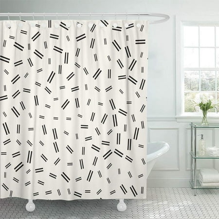 KSADK Line Abstract Geometry Black and White Memphis Style Pattern 70S 80S 90S Bedding Shower Curtain 66x72 inch