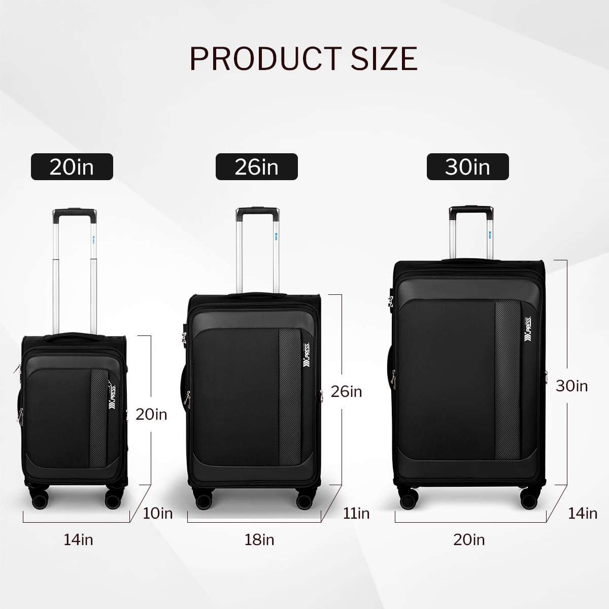 New York Xpress 26" Softside Expandable Luggage Medium Checked Suitcase with Spinner Wheels & TSA Lock, Black - 8809
