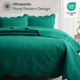 thumbnail image 4 of Ameha 3 Piece Reversible Quilt Set Ultra Soft Floral Coverlet Microfiber Bedding Set California King Emerald Green All Season, 4 of 7