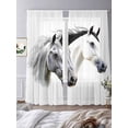 thumbnail image 3 of Horse Print Sheer Curtains 108 Inch Length 2 Panels Set for Living Room/Bedroom, Modern Watercolor Grey White Animals Semi Curtain Sheers Drapes Rod Pocket Curtains Window Treatment Set 52''x108''x2, 3 of 7