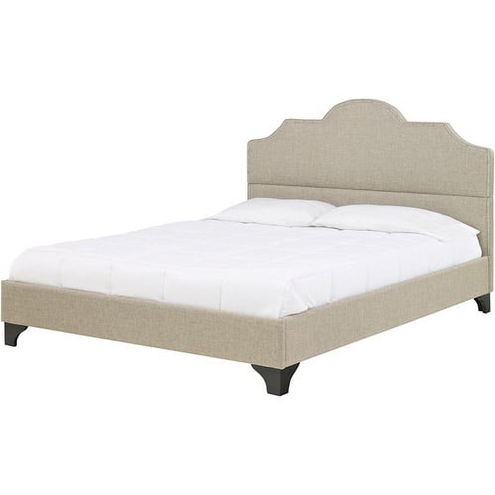 Premier Jordan Full Upholstered Platform Bed Frame, Taupe with Bonus Base Wooden Slat System