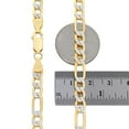 thumbnail image 6 of Nuragold 14k Real Yellow Gold Figaro Link 6.5mm Diamond Cut Two Tone Pave Chain Necklace (20"-30") Italian Jewelry for Men, 6 of 7