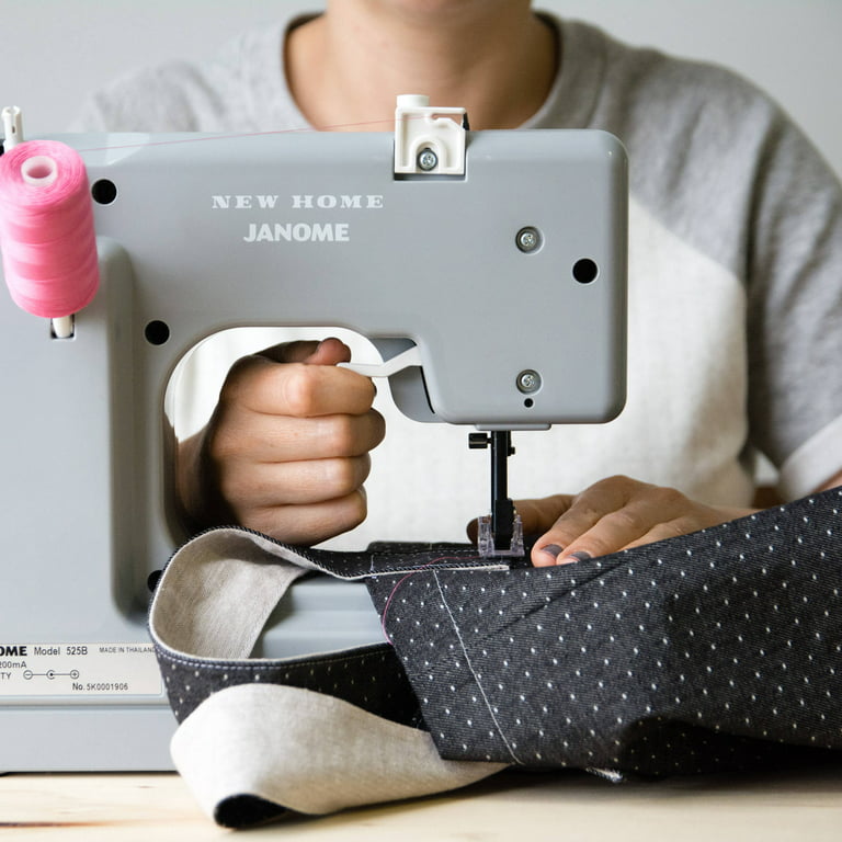 Janome Graceful Gray Basic 10-Stitch Portable Sewing Machine with Accessory  Storage 