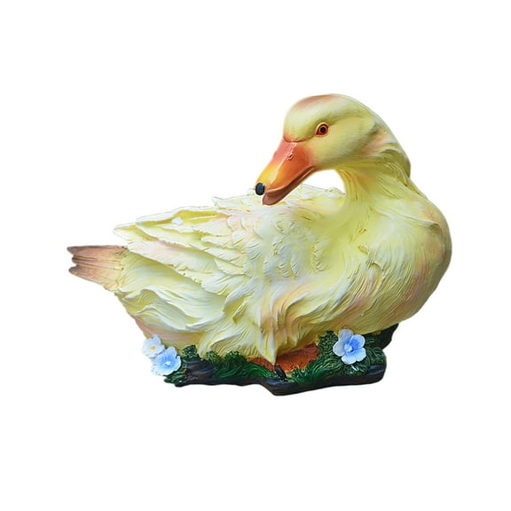 Fzaqwen Duck Garden Statue Resin Weatherproof Outdoor Statue for Outside Patio Porch Yellow