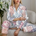 thumbnail image 6 of Pajamas for Women Sets, Postmark Pattern newyork Lounge Sets Long Sleeve Button Down Night Shirts Sleepwear Pjs, 6 of 6