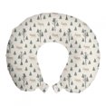 thumbnail image 1 of Forest Travel Pillow Neck Rest, Pine Trees Reindeers Winter Theme in Simplistic Tones Illustration, Memory Foam Traveling Accessory Airplane and Car, 12", Eggshell Pale Reseda Green, by Ambesonne, 1 of 2