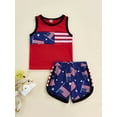 thumbnail image 2 of Qmyliery Toddler Boys Independence Day Outfits, Stripe Stars Flag Print Sleeveless Tank Tops + Elastic Waist Shorts 2Pcs Set, 2 of 7