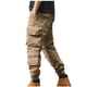 thumbnail image 4 of Pantalones largos de moda para hombre, casuales, de color sólido, con múltiples bolsillos cargo y cuerda elástica, pantalones casuales para hombre., 4 of 4