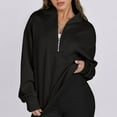 thumbnail image 3 of hxobax Womens Casual Pullover Tops Trendy Fall Half Zip Oversized Sweatshirt Long Sleeve Sweatshirts, 3 of 7