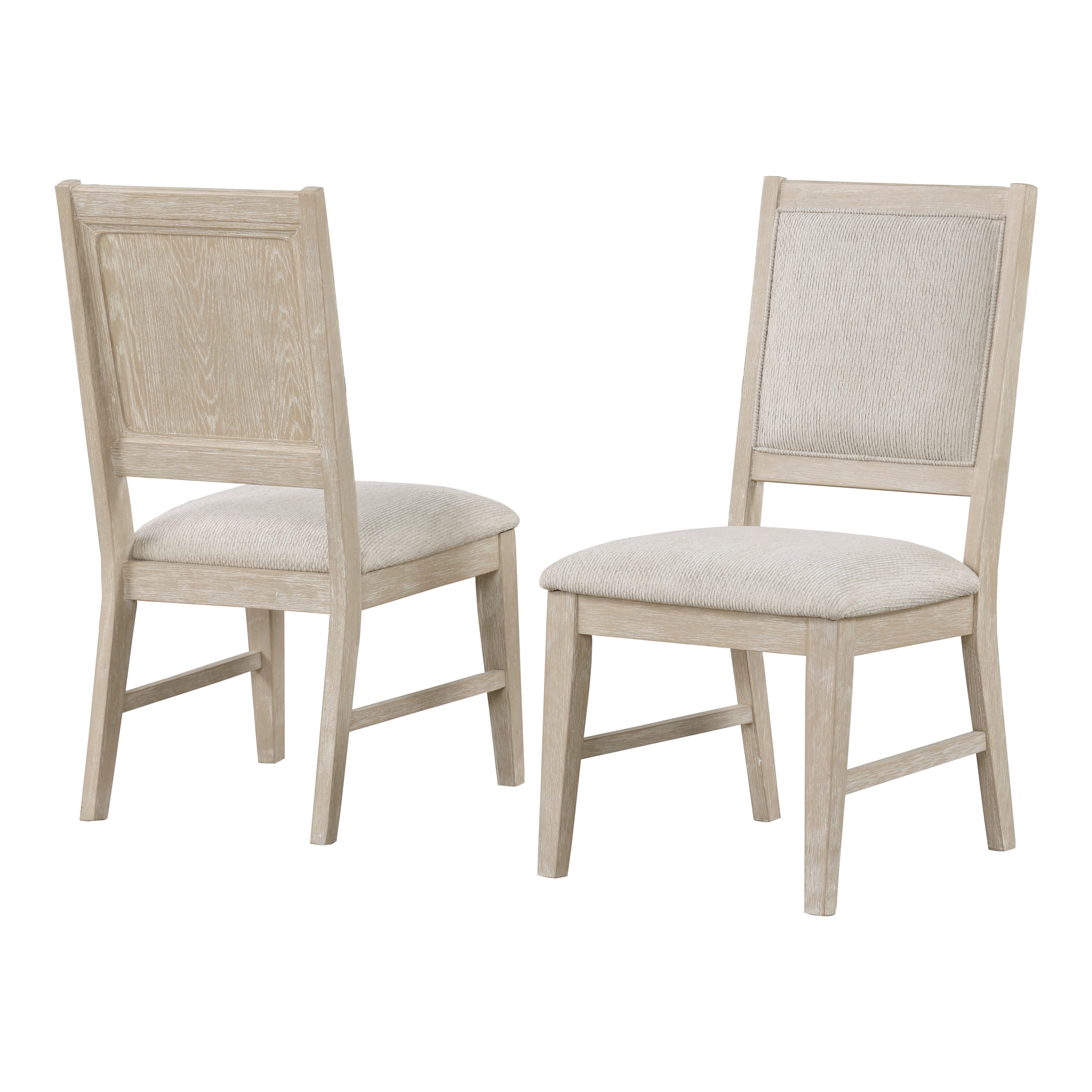 Furniture of America Don Transitional Upholstered Dining Chairs, Light Oak (Set of 2)