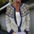 thumbnail image 2 of VISALY Cropped Cardigan Long Sleeve Cardigan Women Ethnic Style Sweater Knitted Sweater Cardigan Sweater Jacket Button Down Cardigans Boho Cardigans Blue L, 2 of 4