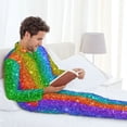 thumbnail image 6 of Salouo Glitter Rainbow Print Button-Front Long Sleeve Pajama Set for Men, Soft 2Pjs Men's Long Sleeve Sleepwear-Large, 6 of 7