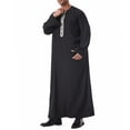 thumbnail image 4 of Muslim Thobe for Men Frog Buckle Mens Caftans Big and Tall Mens Soft Arab Thobe with Pocket and Embroidery Size 3XL Black, 4 of 9