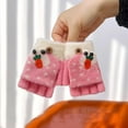 thumbnail image 2 of Riecok Mittens for Children Stretch Block Convertible Flip Top Cute Print Cold Weather Warm Knitted Gloves Hot Pink Free Size, 2 of 3