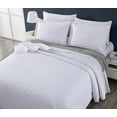 thumbnail image 2 of Chezmoi Collection Vert 3-Piece 100% Cotton Quilt Set Twin Size, White, Modern Basketweave Stitched Quilt Lightweight Washed Cotton Bedspread for All Season, 2 of 9