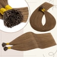 thumbnail image 4 of Benehair 100% Real Remy Human Hair Extensions 1g I Tip Hair Pre Bonded Stick Tip Micro Ring Beans Women Straight Brown 100g, 4 of 13