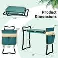 thumbnail image 3 of Green 2 in 1 Garden Folding Stool Kneeler 300LBS Capacity Built in Tool Pouch Comfortable EVA Seat, 3 of 10
