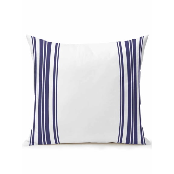 1 Pack Outdoor Throw Pillow, Navy Blue Striped Waterproof Pillow with Insert Included, Modern White Striped Abstract Art Aesthetics Decorative Accent Cushion Sofa Pillows for Patio Porch, 16 x 16 In