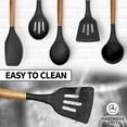 thumbnail image 3 of Zulay Kitchen Non-Stick Silicone Utensils Set with Acacia Wood Handles 5 Piece Silicone - Black, 3 of 10
