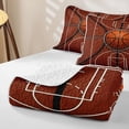 thumbnail image 4 of Castle Fairy Basketball Print Quilt Full,Leather Ball Pattern Full Bedspread Sets,Brown White Black, 4 of 7