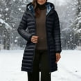 thumbnail image 2 of Erwazi Winter Fleece Lined Coats for Women Zipper Hooded Long Down Jackets Quilted Parka Outerwear with Pockets, 2 of 9