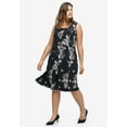 thumbnail image 3 of ellos Women's Plus Size Fit And Flare Knit Dress - S, Black Ditsy Floral, 3 of 4