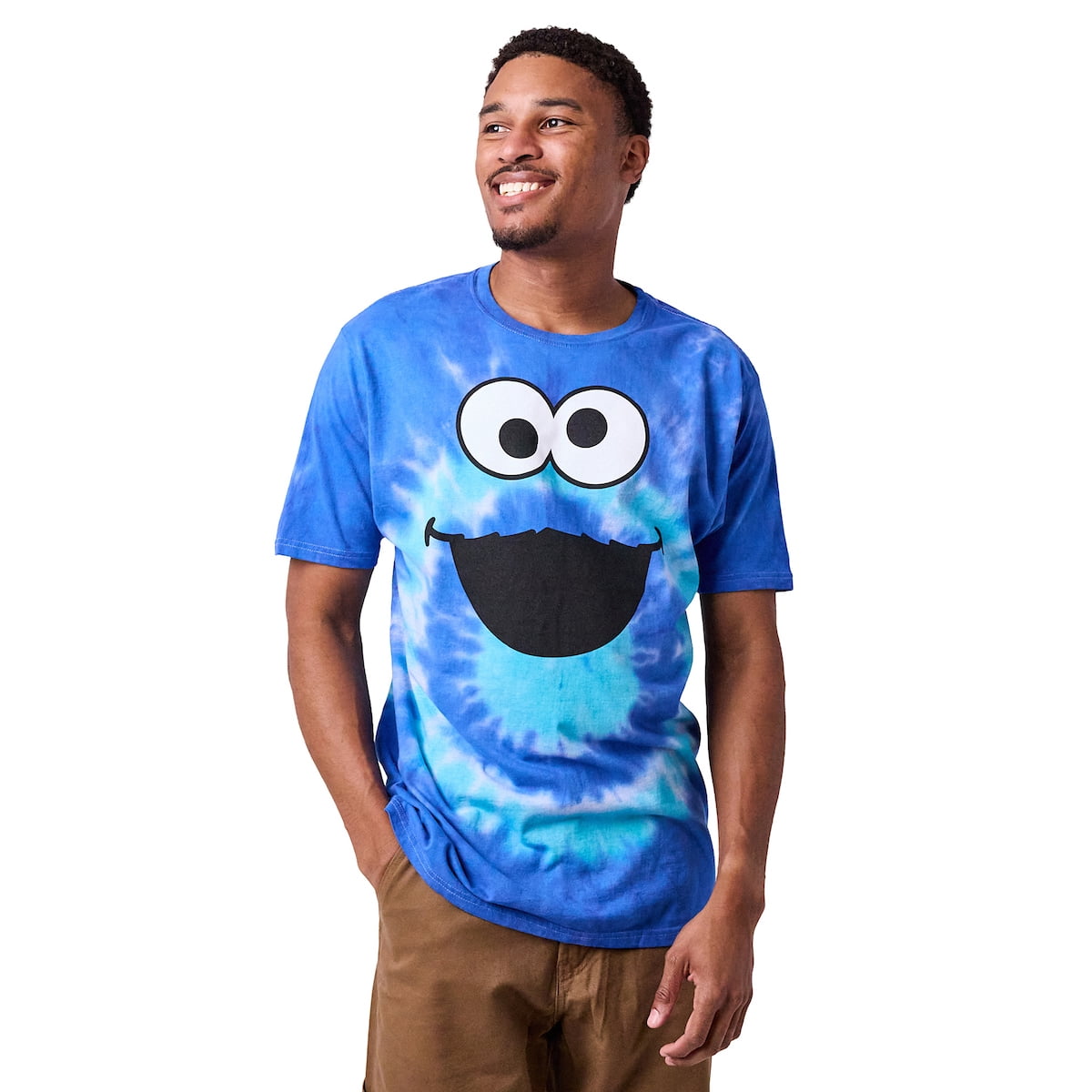 Sesame Street Cookie Monster Big Face Crew Neck Short Sleeve Blue