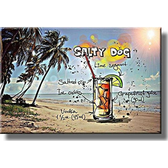 Salty Dog Cocktail Recipe Picture on Stretched Canvas, Wall Art Decor, Ready to Hang!