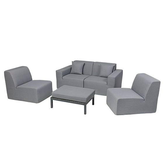 Deko Living 4 Place Seating  Gray Compressed Foam Sectional Sofa and Ottoman Set