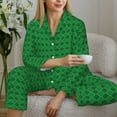 thumbnail image 6 of Gukieu Green St. Patrick’s day Print Women's Long Sleeve Pajama Set, Button Top Elastic Pocket Pajama Pants Two Piece Set Home Wear-Medium, 6 of 7