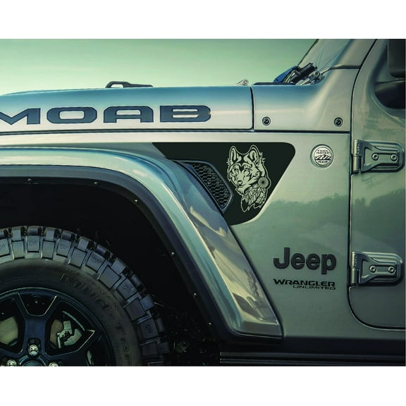AnyStickerYouWant - Wicked Wolf Fender Vent Vinyl Decal Sticker Fits & Compatible with Jeep Wrangler JL/Jeep Gladiator JT 2018  Rare Wicked Wolf Print