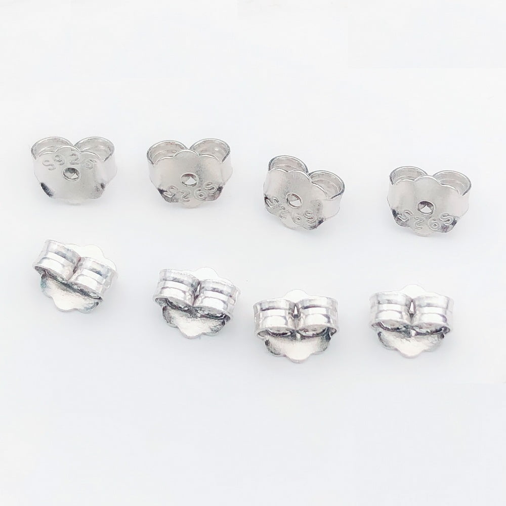 10 Sterling Silver 5mm x 4mm Butterfly Back Earring Backings for Post Studs 