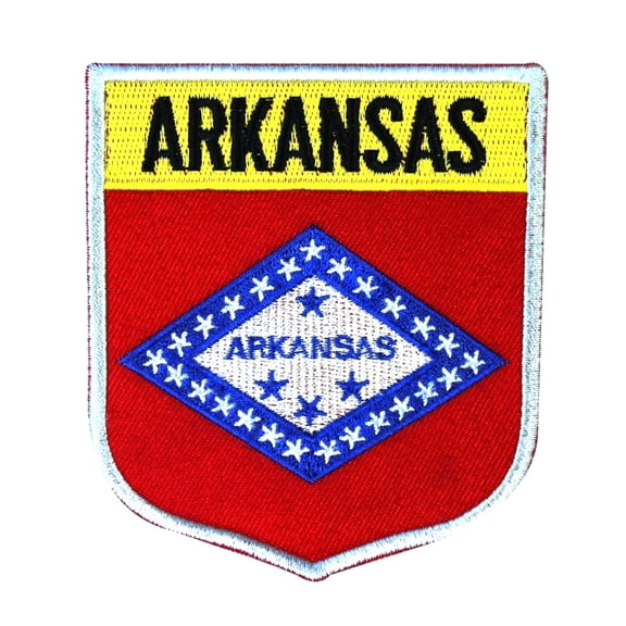State Flag Shield Arkansas Patch Badge Travel USA Embroidered Sew On Applique