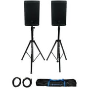 (2) JBL EON715 15" 1300w Powered Active DJ PA Speakers w/Bluetooth/DSP+Stands