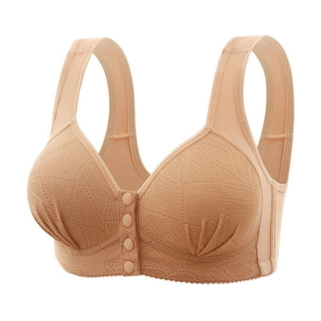 Ierhent Everyday Bras Plus Size Bras for Women Front Closure Print Lingerie Bras Wireless Bras Scoop Neck Comfy Corset Bra(Grey 36)