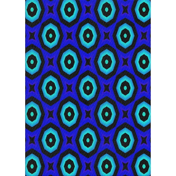 Ahgly Company Machine Washable Indoor Rectangle Transitional Navy Blue Area Rugs, 7' x 10'