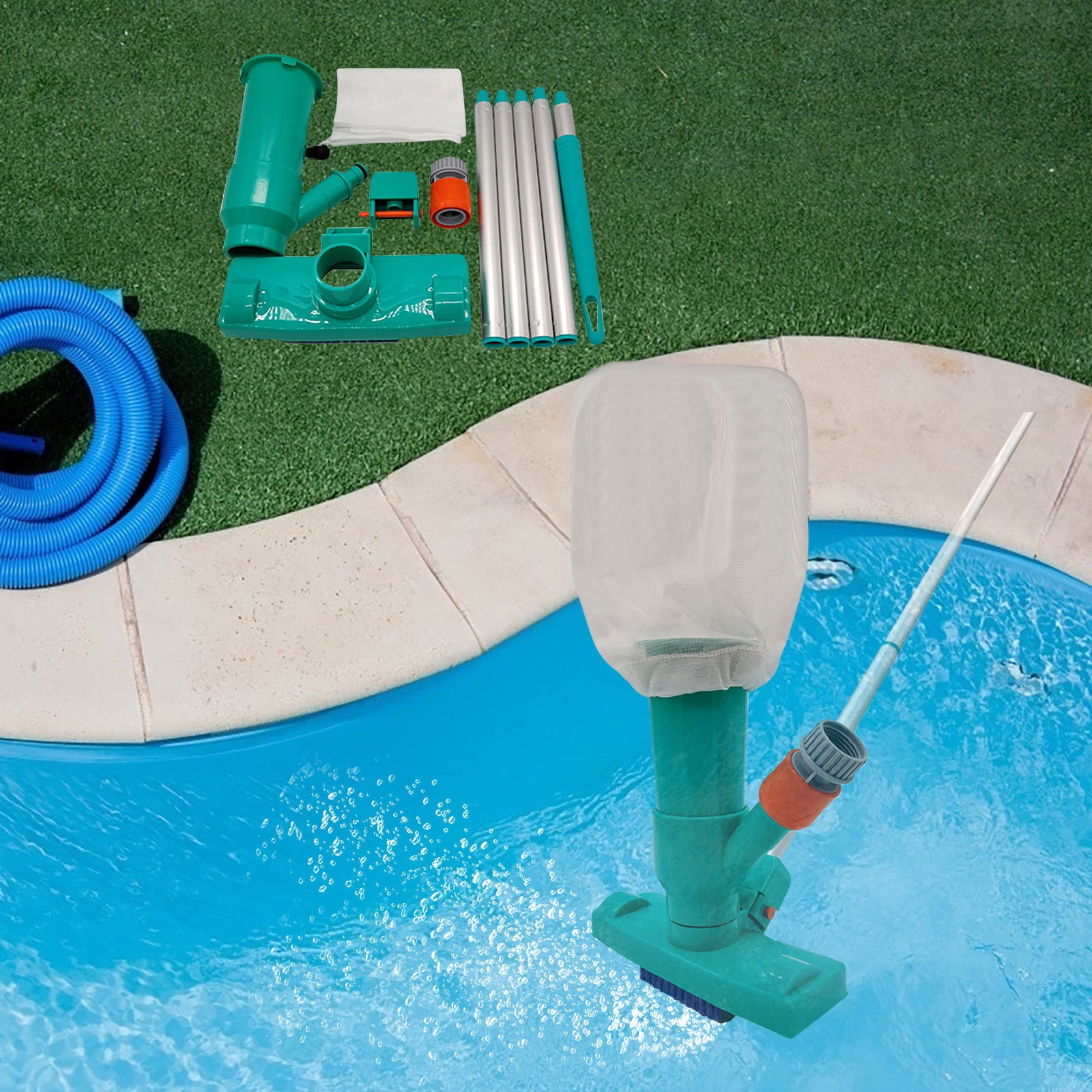 Agiferg Portable Pool Vacuum Jet Handheld Pool Leaf Vacuum With 5Section Pole And Filte