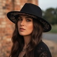 thumbnail image 3 of Hsqqdc Digital Printed Wide Brim Fedora Hat, Unisex Classic Jazz Panama Hat for Church Party, 3 of 7