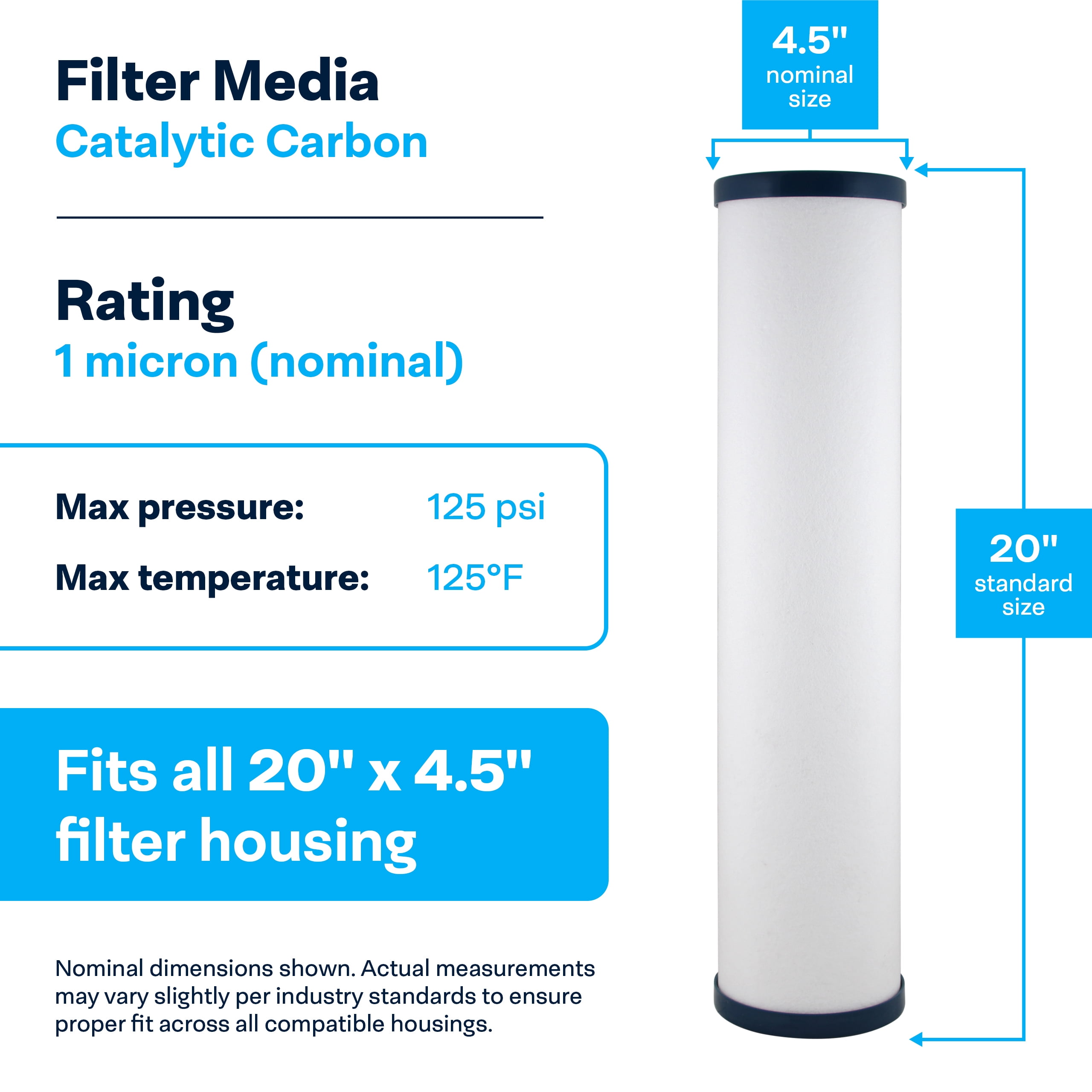 SpiroPure SP-CC1-20BB 20x4.5 Catalytic Carbon Water Filter Cartridge (Case of 3)