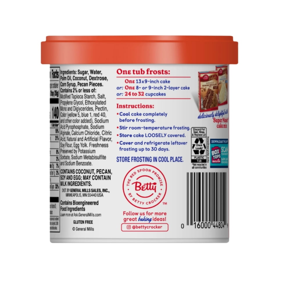 Betty Crocker Delights Super Moist German Chocolate Cake Mix, 13.25 oz, Gluten Free Rich & Creamy Coconut Pecan Frosting, 15.5 oz and 8in Silicone Spatula (Color Varies)