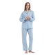thumbnail image 5 of Apparonia Conjuntos de Pijama para Mujer Ropa de Dormir de Algodón Camisa de Manga Larga con Botones Al Frente y Pantalón Ropa de Dormir Cuello con Solapa Pjs Conjuntos de Descanso Rayas Azul Claro M, 5 of 7