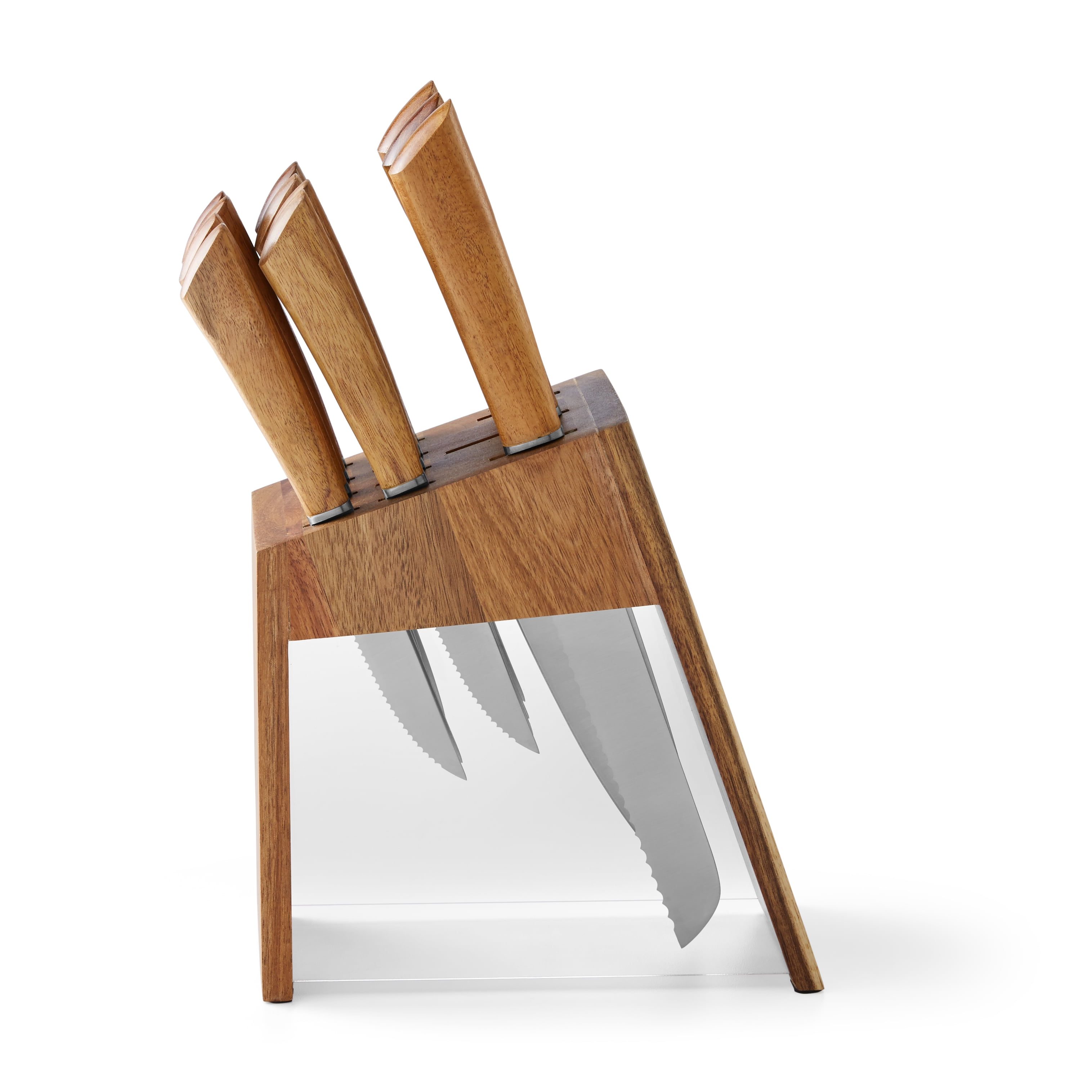 12-Piece Acacia Handle Knife Set with Acacia Wood and Acrylic Block