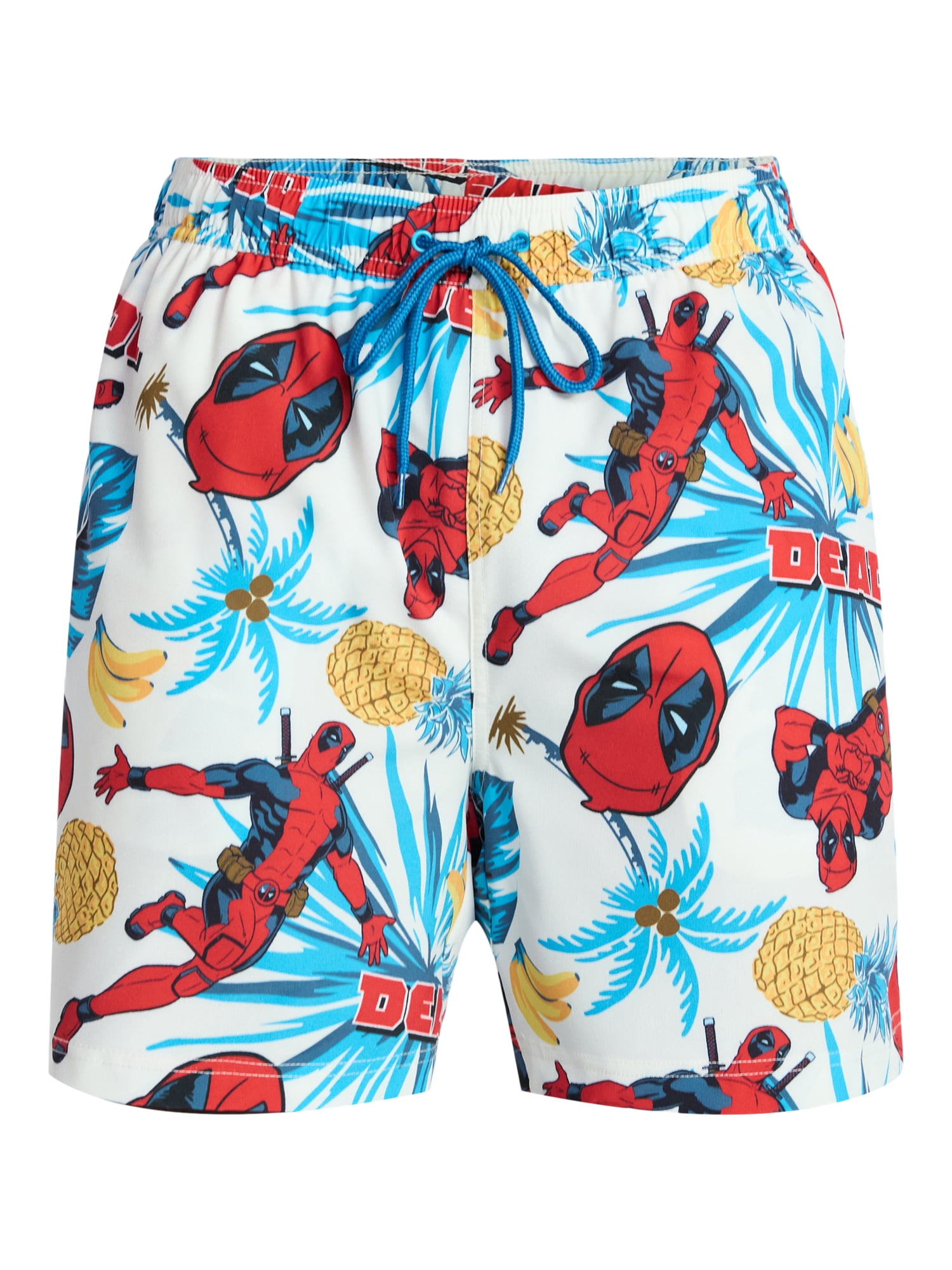 Marvel Deadpool Palms Men's and Big Men's Swim Trunks, Sizes S-3XL