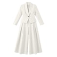 thumbnail image 4 of Atkumj Blazer Sets Women 2 Piece Outfits Stylish Lapel Button Jackets and Wide Leg Pants Suit Set Casual Solid Color Women Suits 2 Piece Set Business L, 4 of 6