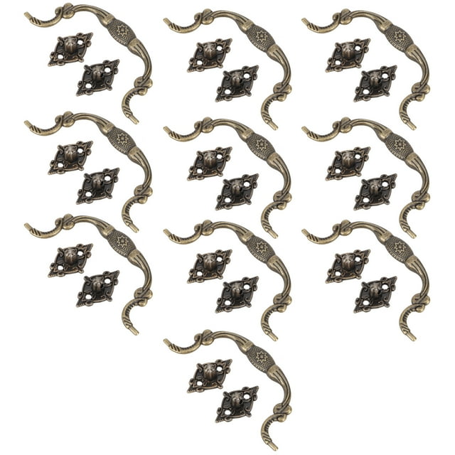10 Sets Antique Bronze Handle for Cabinet, Durable Zinc Alloy Drawer Handle Set with Retro Style Design for Wooden Box